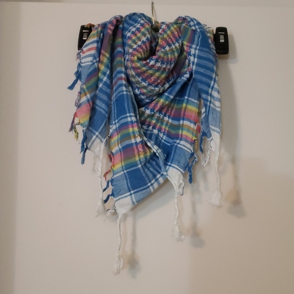 Spring Multicolored Rectangle Fringe Scarf - Picture 4 of 4